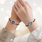 [Connected in Red Gift Packaging] Mountain & Sea Touch Bracelets with Milan Rope (Black+Black)