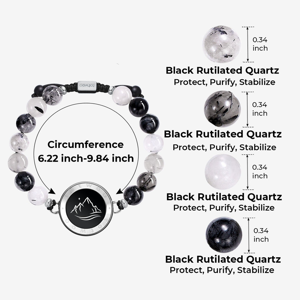 Mountain & Sea Touch Bracelets with Beaded Black Rutilated Quartz