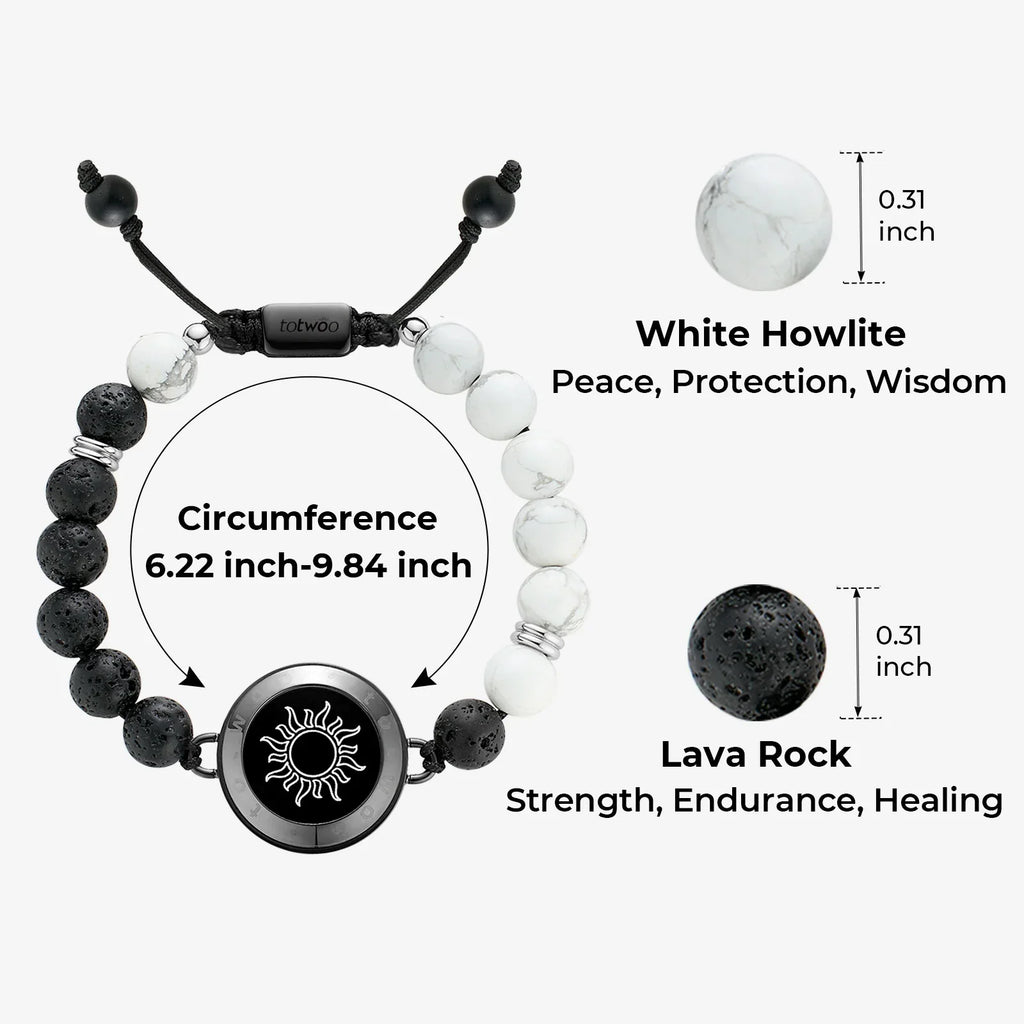Sun & Moon Touch Bracelets with Phantasmal Beads (Black+Rose Gold)