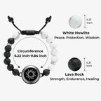 Sun & Moon Touch Bracelets with Phantasmal Beads (Black+Rose Gold)