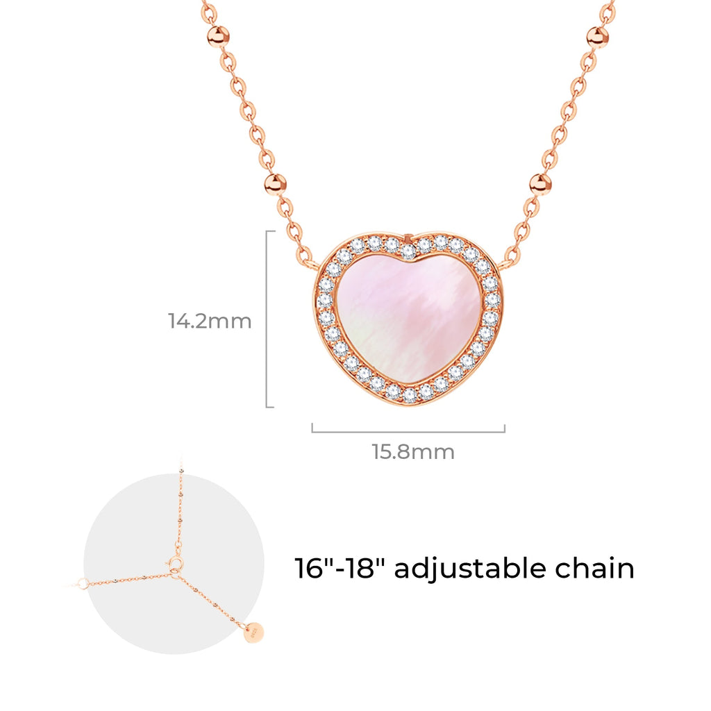 Totwoo Memory Digital Necklace with Spacer Bead Chain(18K Rose Gold Plated Silver+& Mother of Pearl)