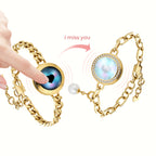 Soulmate 2.0 Touch Bracelets(Gold Cuban Chain+Gold Figaro Chain)