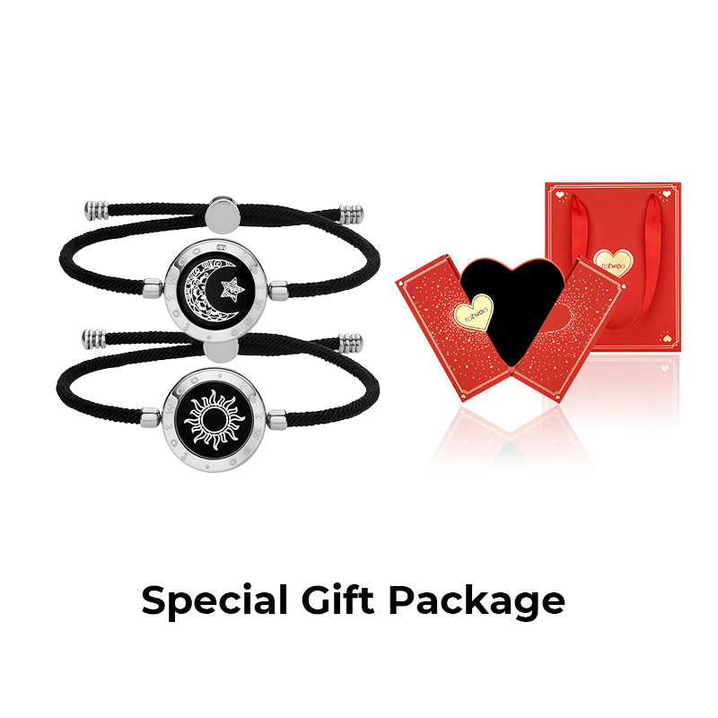 [Connected in Red Gift Packaging] Sun&Moon Touch Bracelets with Milan Rope(Silver+Silver)