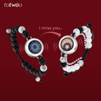 [Connected in Red Gift Packaging] Sun&Moon Touch Bracelets with Matching Beads