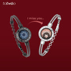 [Connected in Red Gift Packaging] Sun&Moon Touch Bracelets with Snake Chain (Black+Silver)