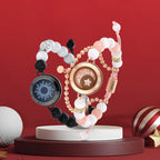 [Connected in Red Gift Packaging] Sun & Moon Touch Bracelets with Phantasmal Beads (Black+Rose Gold)